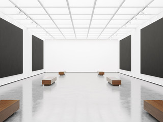 Mock up of  interior with black canvas. 3d render