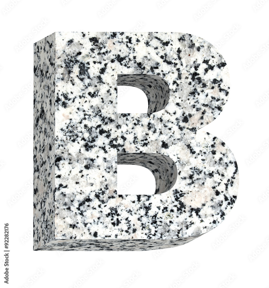 Fototapete one letter from granite alphabet set isolated over white. computer generated 3d photo rendering.