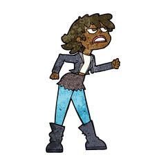cartoon angry biker girl