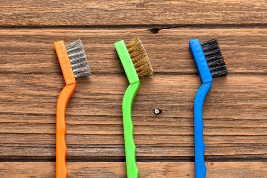 Wire Brush Equipment Background Wood Teak Still Life