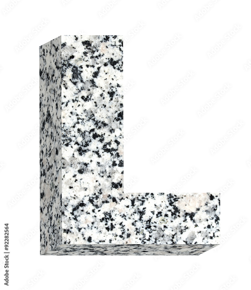 Fototapete one letter from granite alphabet set isolated over white. computer generated 3d photo rendering.