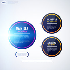 Modern organization chart template with glowing lights on white background. EPS10
