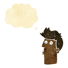 cartoon surprised man with thought bubble