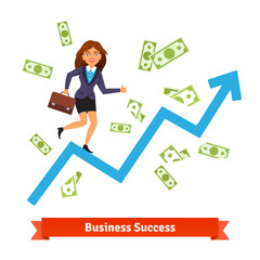 Business success and growth concept. Woman in suit