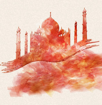 vector background with a mosque for the Muslim holiday (imitatio