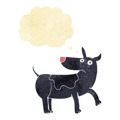 funny cartoon dog with thought bubble