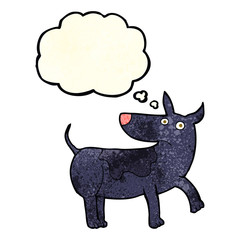 funny cartoon dog with thought bubble