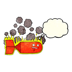 cartoon falling bomb with thought bubble