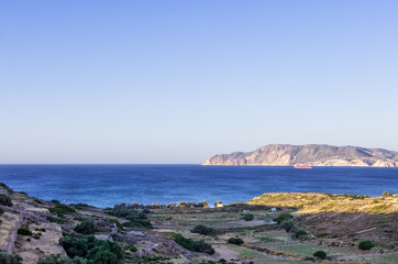View to the sea in Kimolos island, Cyclades, Greece, early in the morning