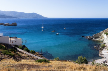 Naklejka na ściany i meble View to the sea in Kimolos island, Cyclades, Greece