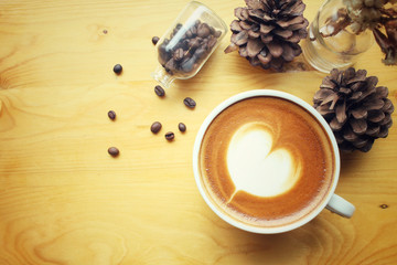 Vintage latte art coffee