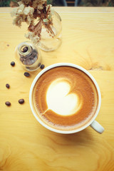 Vintage latte art coffee