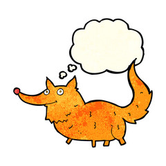 cartoon little dog with thought bubble