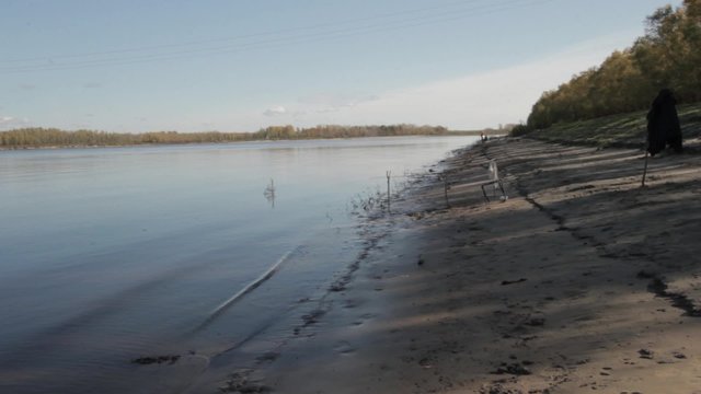 Autumn landscape Siberian river 