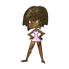 cartoon angry woman in dress