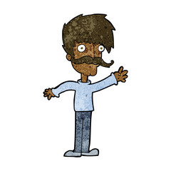 cartoon waving mustache man