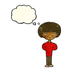 cartoon happy man with thought bubble