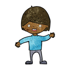 cartoon waving boy