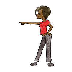 cartoon hip woman pointing