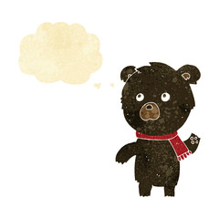 cartoon cute black bear with thought bubble
