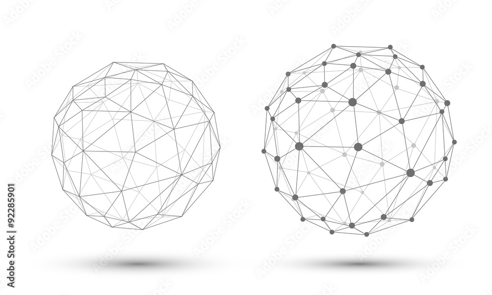 Poster Abstract vector sphere. Connection Structure. Geometric Modern Technology Concept.