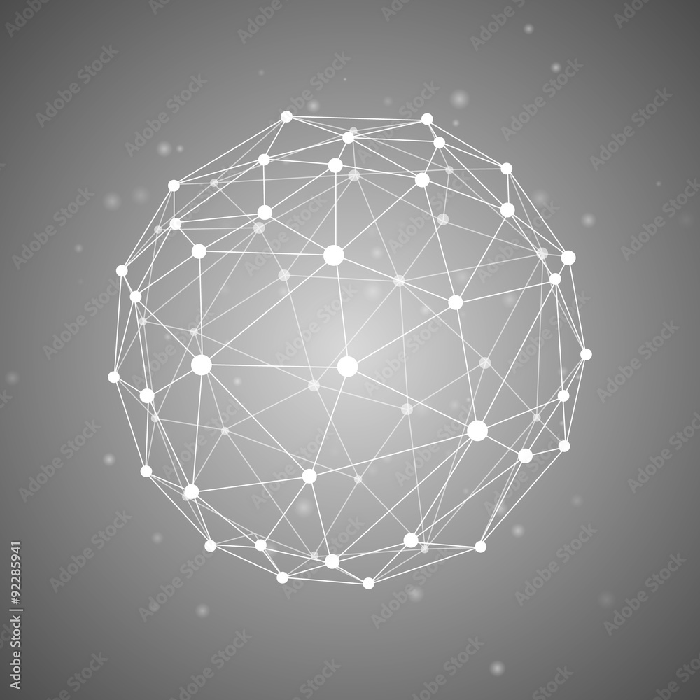 Aufkleber sphere with connected lines and dots. vector illustration eps10