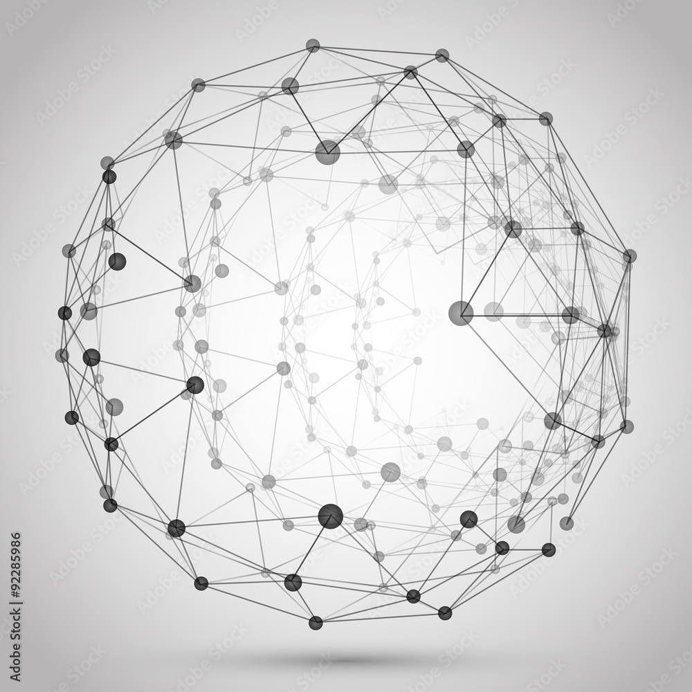 Poster 3d vector sphere with triangles.