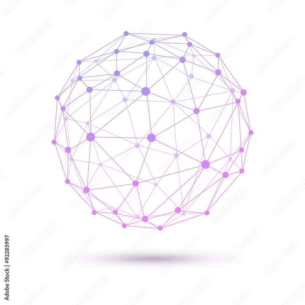 Aufkleber Abstract vector sphere. Futuristic technology wireframe mesh polygonal element. Connection Structure. Geometric Modern Technology Concept. Digital Data Visualization.