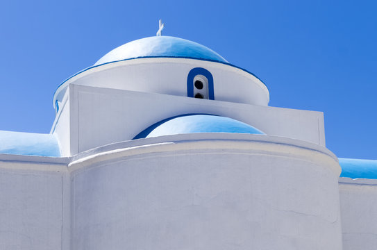 Architectural detail of an Orthodox church, in Kimolos island, Cyclades, Greece