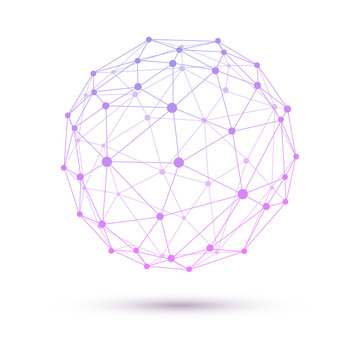 Abstract vector sphere. Futuristic technology wireframe mesh polygonal element. Connection Structure. Geometric Modern Technology Concept. Digital Data Visualization.