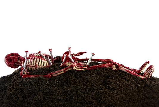 dead body skeleton on the cray mound