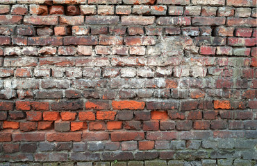 Texture of weathered red brick wall