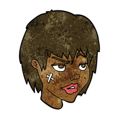 cartoon woman with plaster on face