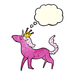 cartoon unicorn with thought bubble