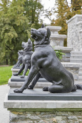 Dog statues in Tivoli Park. Ljubljana.