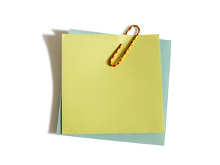 Two blank notes with a colored clip