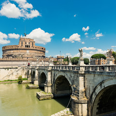 beautiful view with castle st. Angelo. Rome