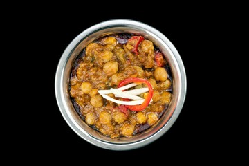 Indian Food Chickpea Curry Channa Masala On Black