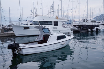Fototapeta premium Boats in the bay of Bar, Montenegro