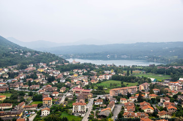 Fototapeta na wymiar Vista dall'alto del lago di Avigliana (TO)