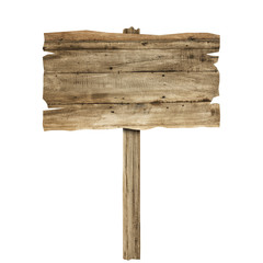 wood sign isolated on white background