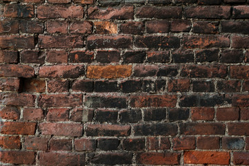 Texture of old red brick wall