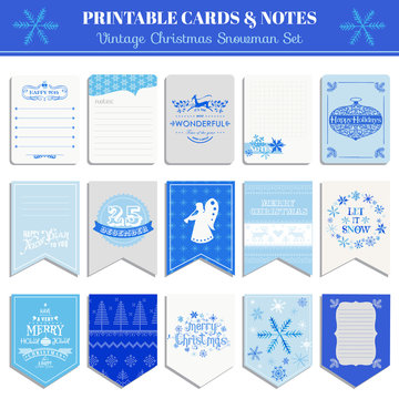 Christmas Retro Snowflakes Set - tags, cards, banners, labels