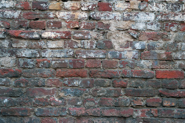 Texture of old red brick wall