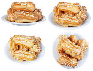 eclairs in plate isolate