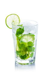 Mojito cocktail on a white background.