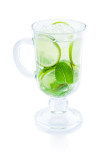 Mojito cocktail on a white background.