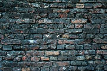 Texture of old red brick wall