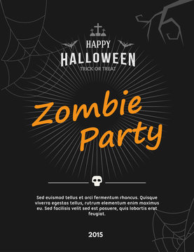 Zombie Party. Flyer or Poster Vector Template