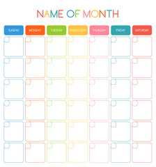 Colorful blank month planning calendar - 92293591